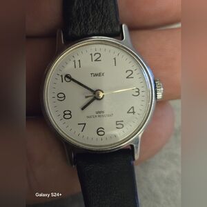 mécanique vintage Timex montre | Strap en cuir Noir Fonctionnelle